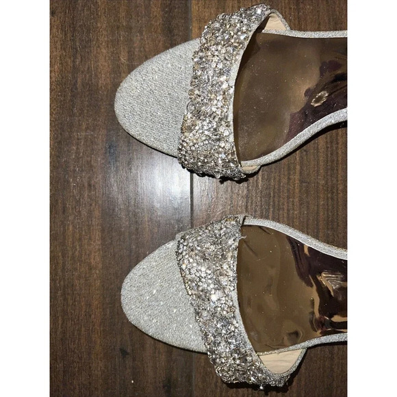 Badgley Mischka Rider Heels Size 11 Crystal Embellished Metallic - Picture 2 of 6